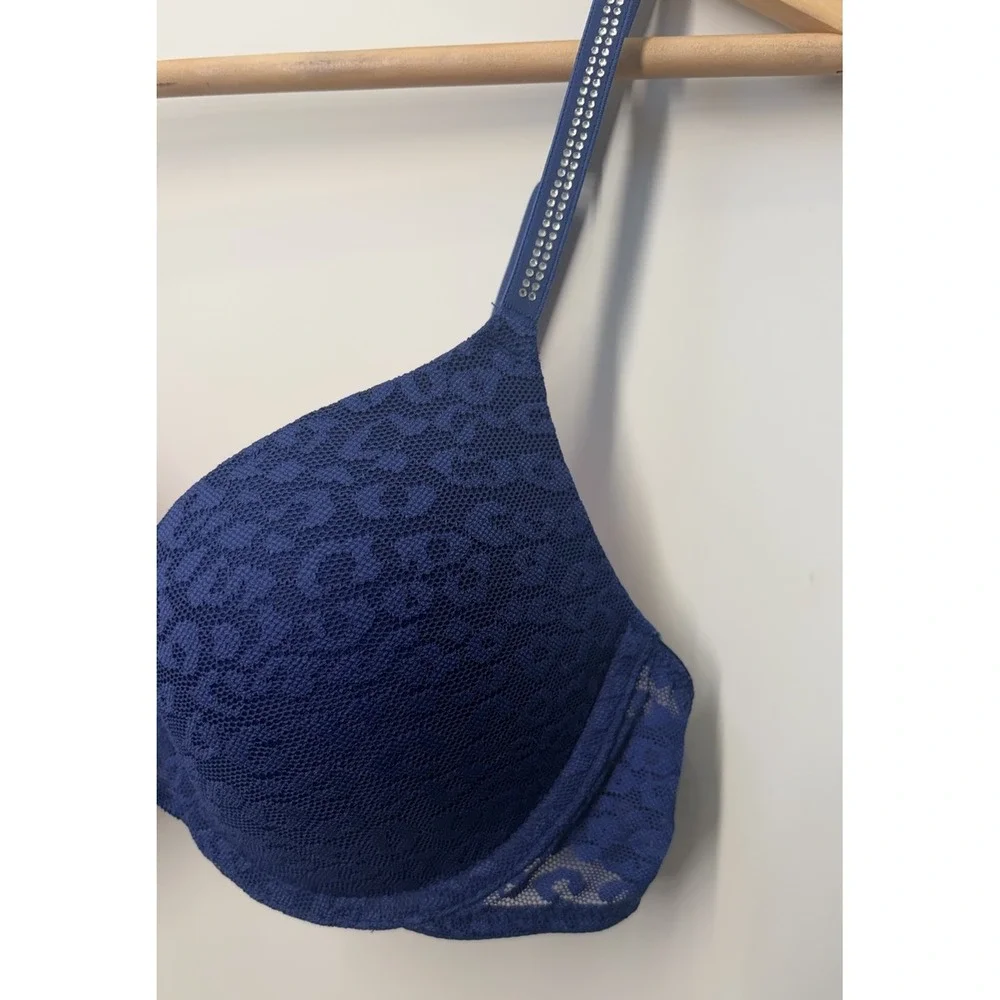 Victorias Secret Pink Wear Everywhere Push Up Bra Size 34B Cheetah Sexy Romantic - Picture 2 of 9